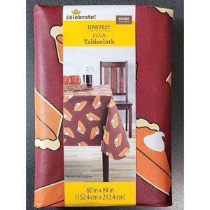 Way To Celebrate Harvest Thanksgiving Pumpkin Pie Peva Tablecloth 60"x84" New